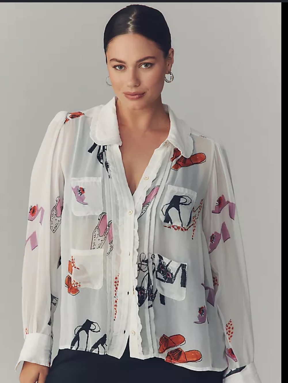 Maeve x Danielle Kroll sheer chiffon button-down shirt
